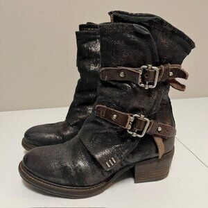 A.S.98/AS98 x Free People Sparkly Black Leather Boots EU 36/ US 6